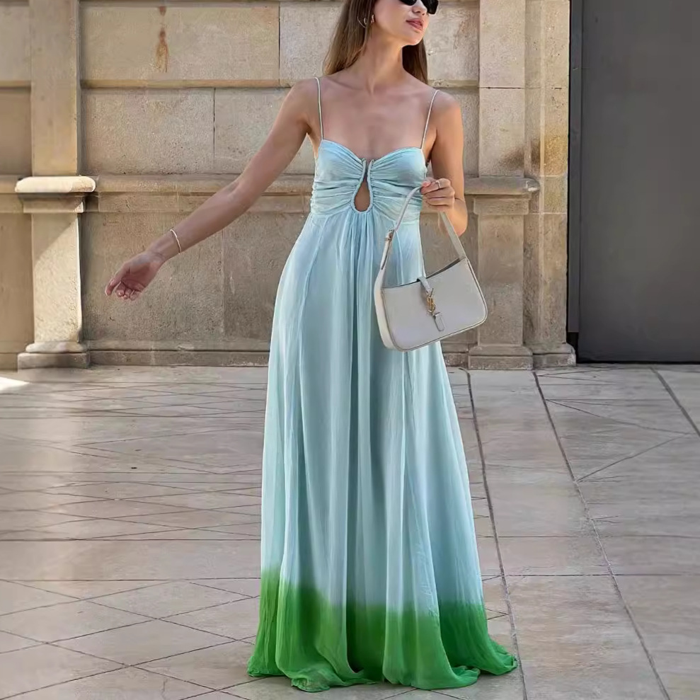 Maxct olivia rodrigo costume Sexy Women's New Sexy Low-Cut Sling Hollow Contrast Color Dress