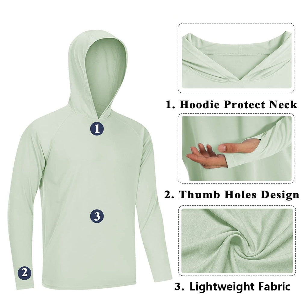 Long Sleeve Hoodie Sun Protection UV-Proof T-shirts for Men Maxct