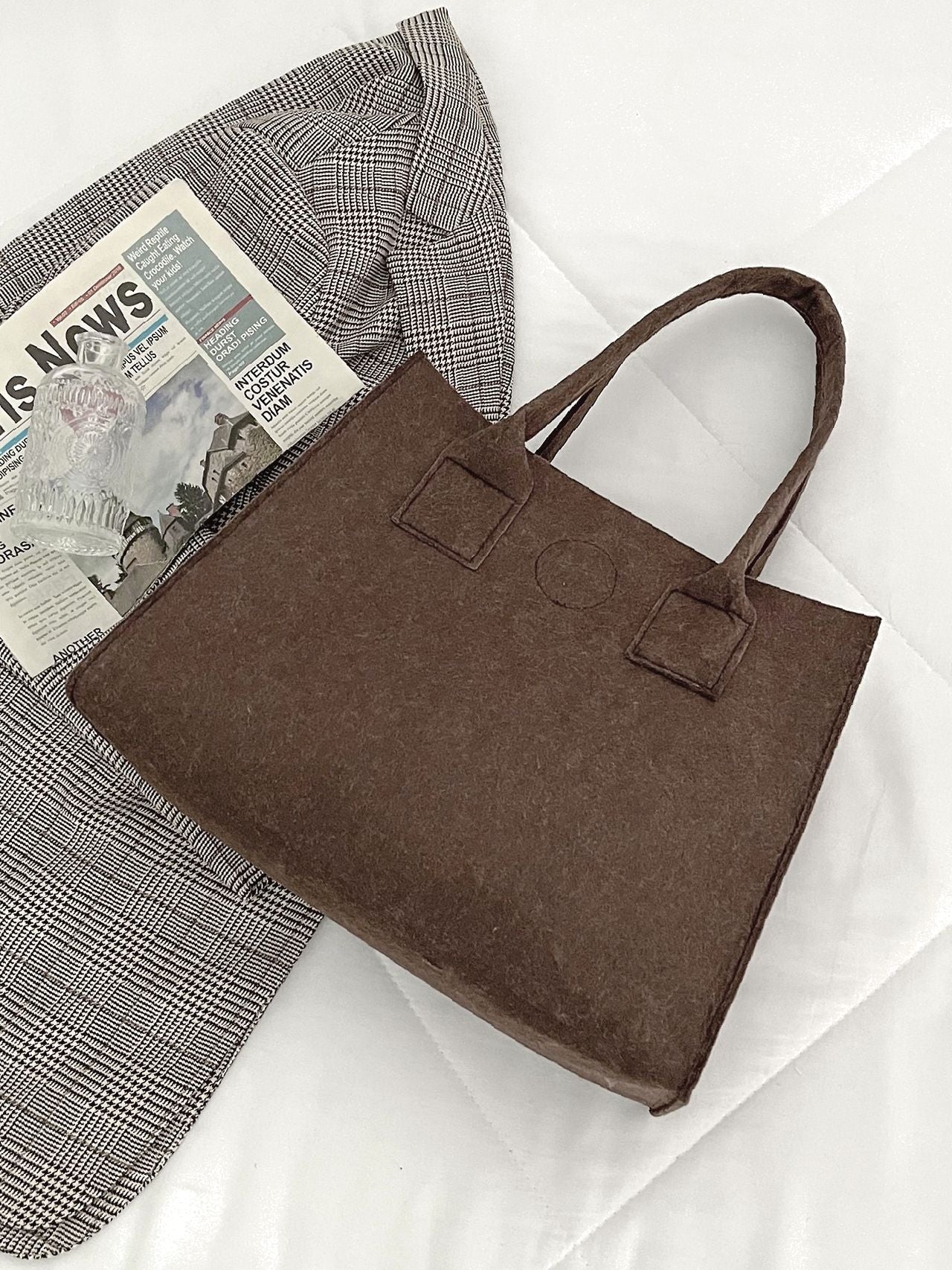 Maxct - Felt Vintage Design Top Handle Bag  - Women Tote Bags
