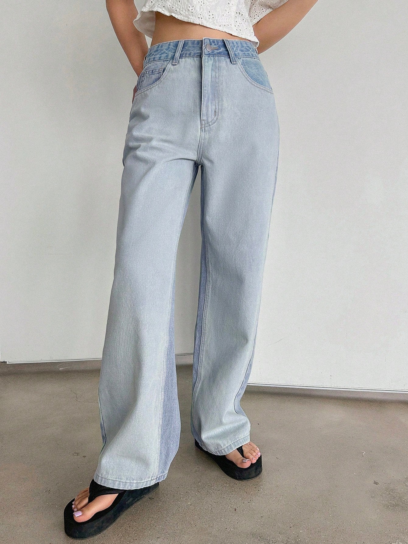 Maxct Women's Loose Fit Wide Leg Casual Denim Pants With Pockets