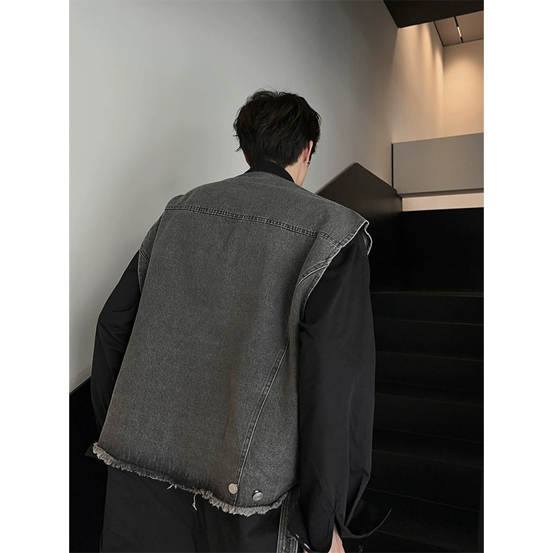 JM Fake Two-piece Spliced Shirt Denim Jacket Maxct