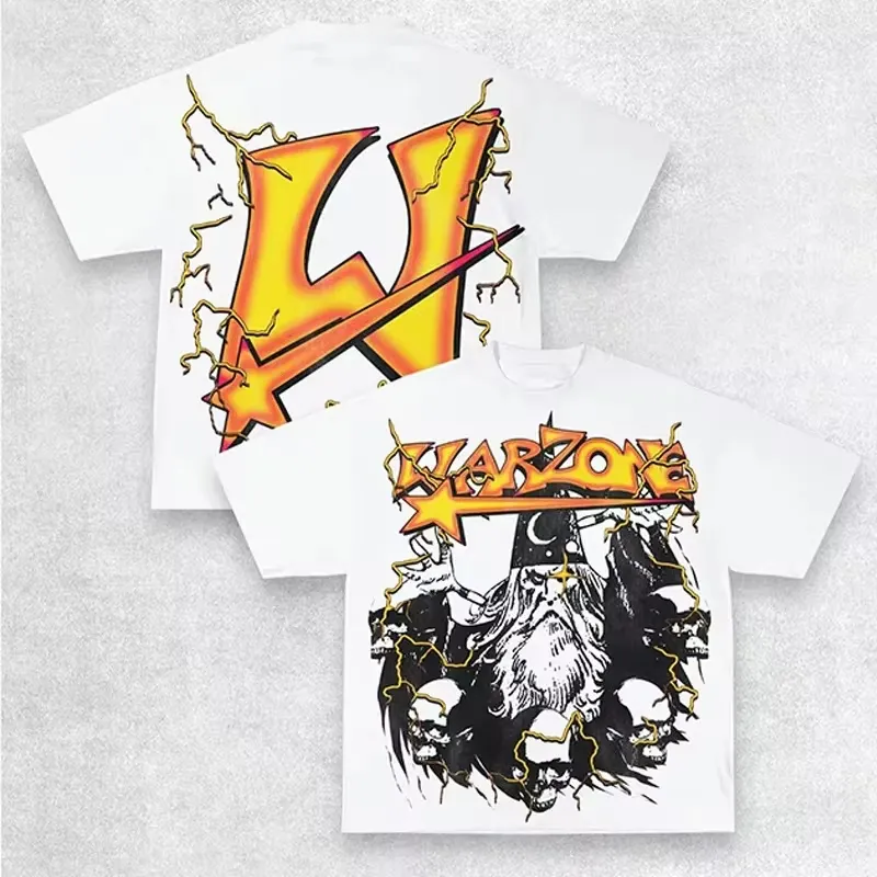 Maxct Y2K T Shirt Men Exaggerate Gothic Graphic Print Harajuku Punk Streetwear Cotton Round Neck Oversized Short Sleeve Tops Tees New