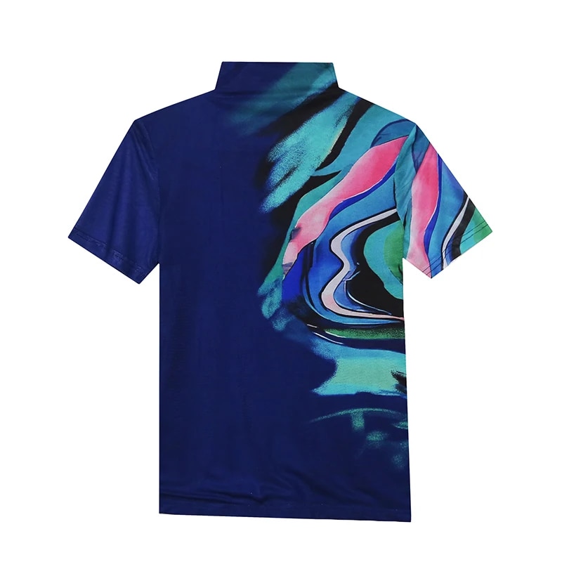 Maxct Summer Women Half Turtleneck Short Sleeve T Shirts Lady Elastic Tops Tees Female Basic Fashion Printing Mesh T-Shirt