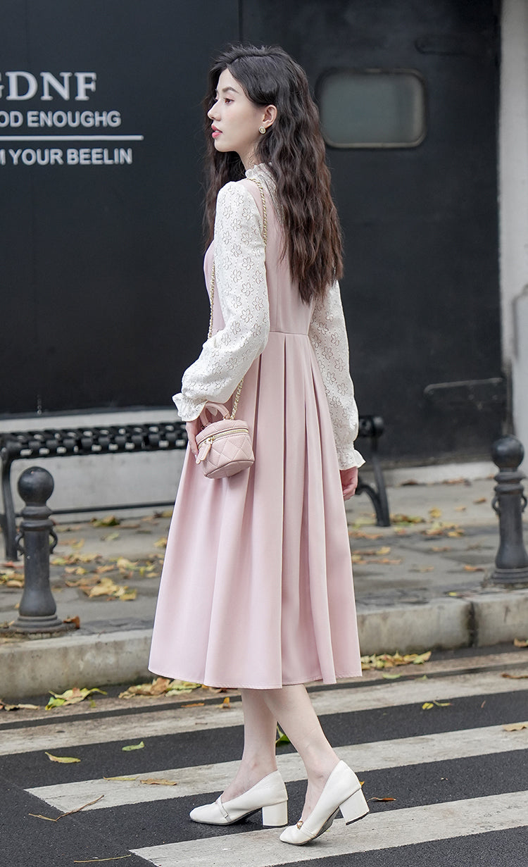 Floral Lace Twofer Midi Dress Maxct