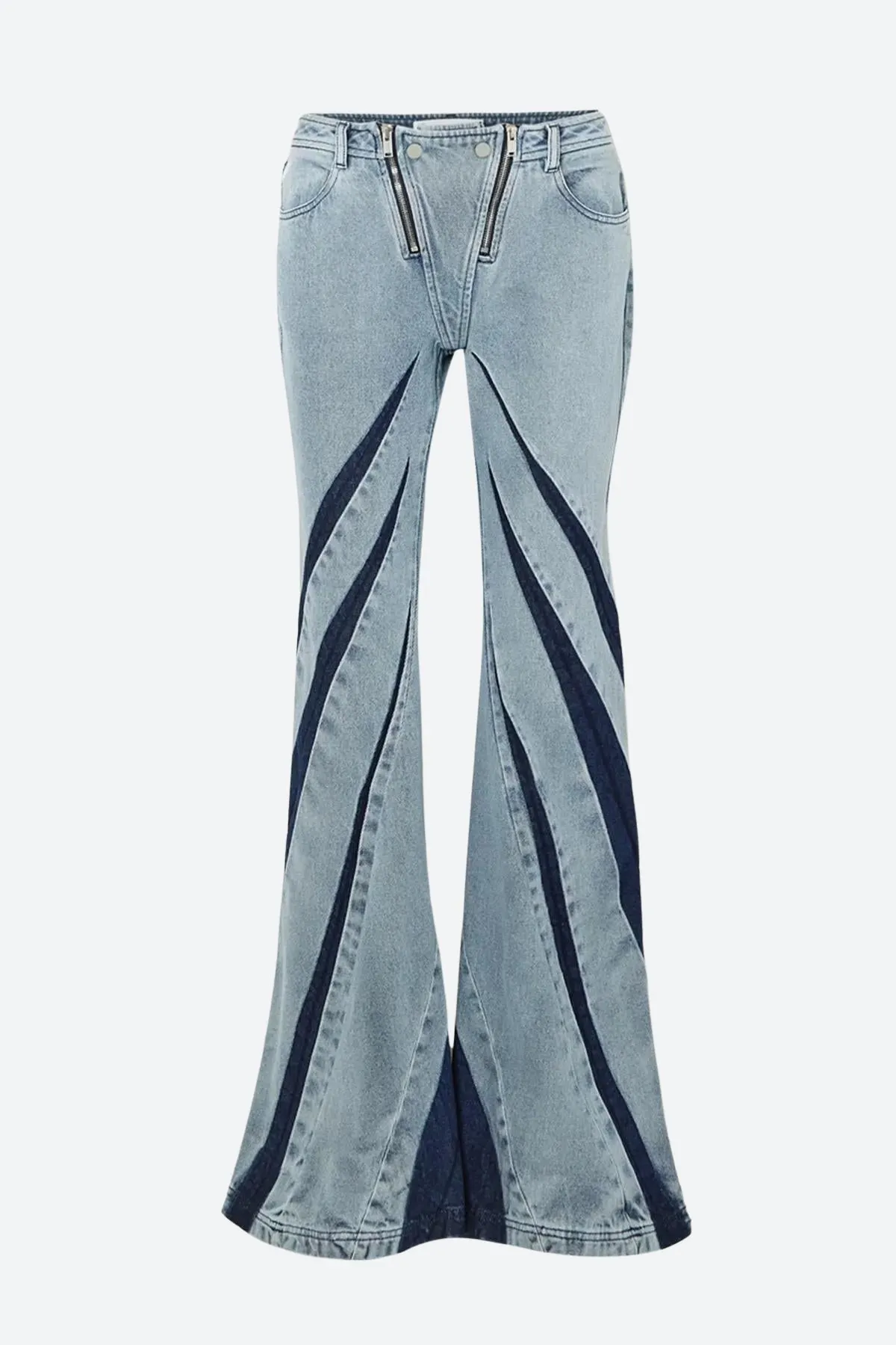 Maxct &Denim Cut Out Tube Top & Patch Jeans Two Piece Set