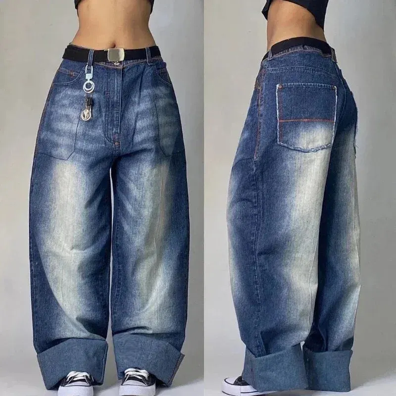 High Waisted Baggy Jeans - Multi-pocket Maxct