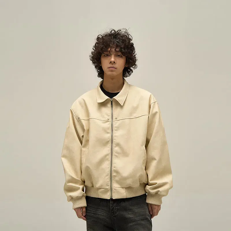 Maxct Retro Distressed PU Leather Jacket