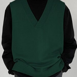 Maxct - Mens V-neck Loose Knitted Sleeveless Sweater VestI