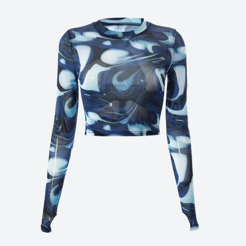 Maxct &Cyberpunk Blue Aura Sheer Top