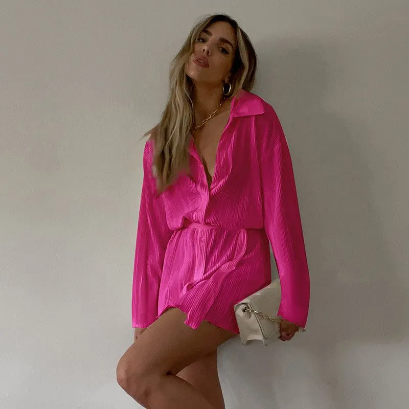Simona Pleated Button Up Shirt Mini Dress Maxct - Image 2