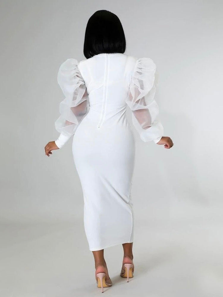 Puff Sleeve Maxi Dresses Maxct