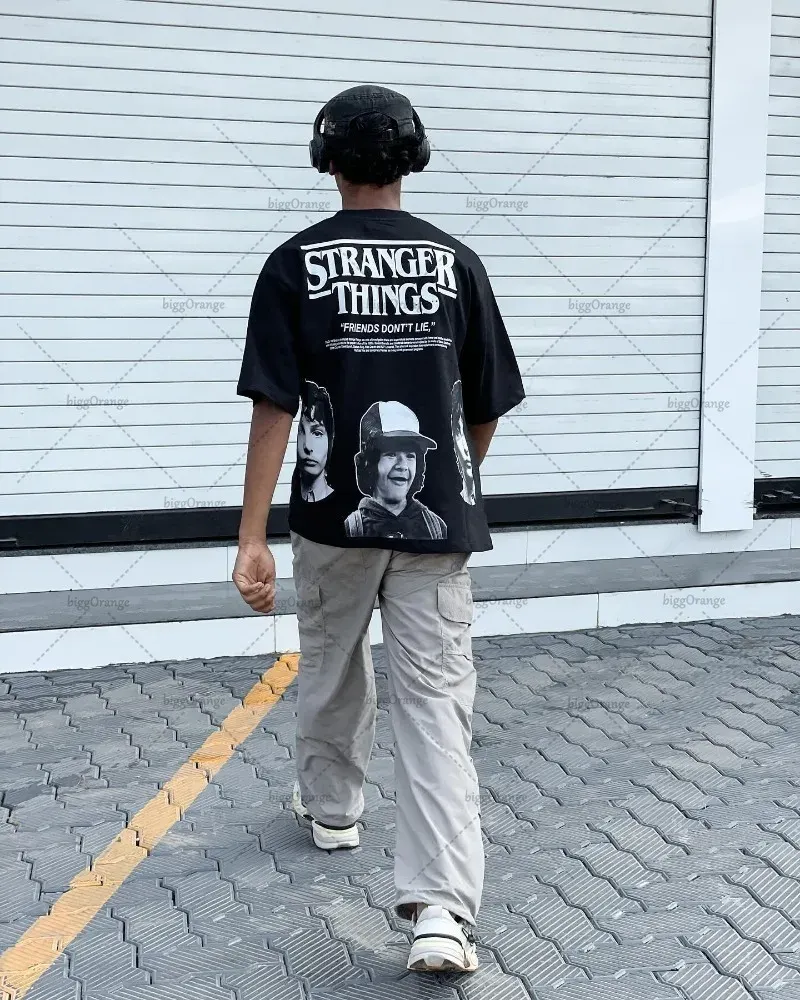 Y2K European and American Hip-hop Retro Loose Top Letter Printed T-shirt Men Street Round Neck Oversized Short-sleeved Women