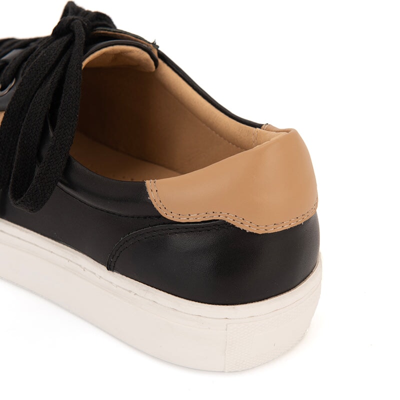 Women's Low Top Fashion Lace Up Flat Sneakers Heel Inlaid Sponge Maxct