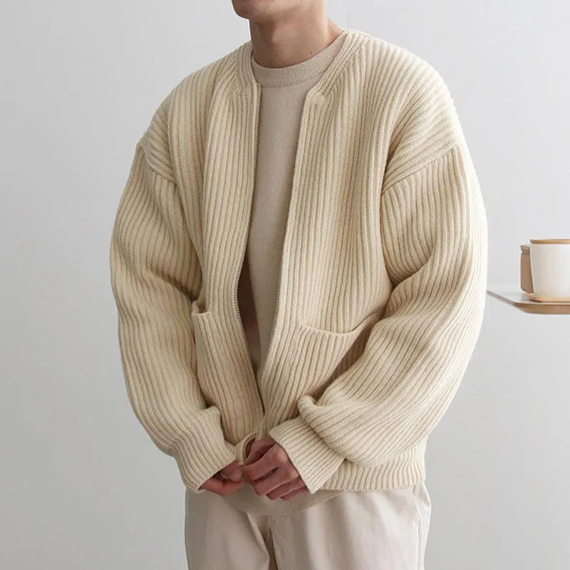 Maxct -  KNITTED ROUND-NECK CARDIGAN SWEATER