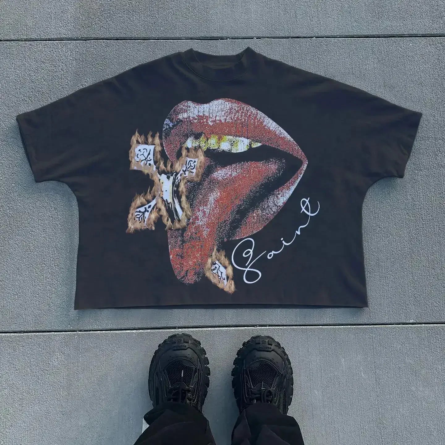 Maxct Oversized T Shirt Summer Men American Retro Y2K Casual Cotton Hip Hop Round Neck Short Sleeve Streetwear Trendy Design Prints