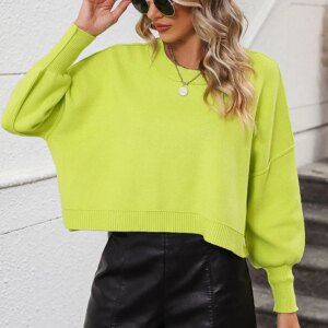 Maxct &Round Neck Dropped Shoulder Pullover Sweater