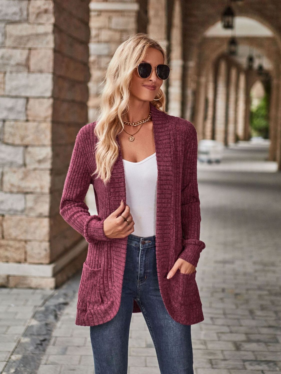 Maxct &Open Front Cardigan with Pockets