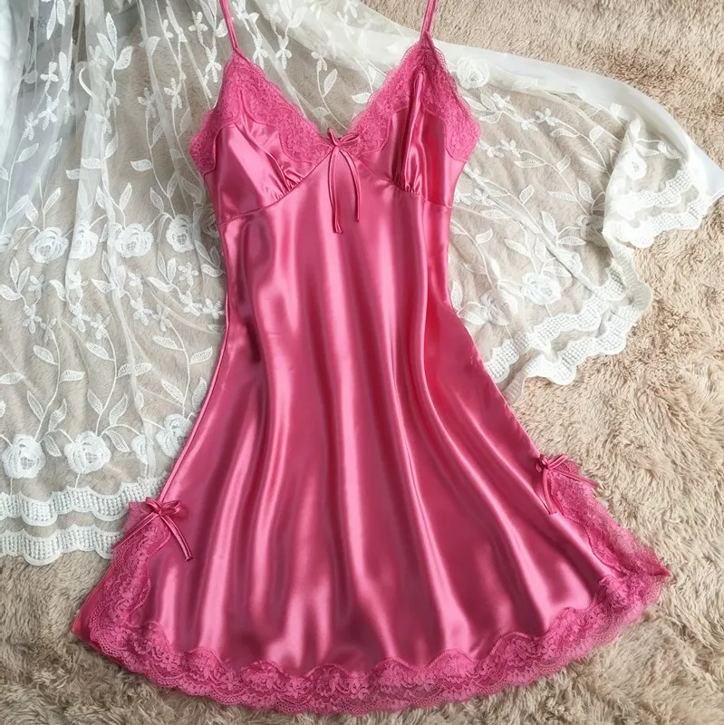 Maxct frat outfits Summer Silk-like Women's Suspender Nightdress Sexy V-neck Spinning Satin Pajamas Home Wear Agent