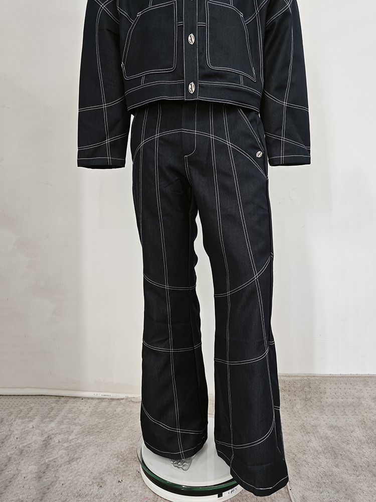 Oversize Stitch Denim Jacket & Wide-leg Stitch Denim Jeans Setup NA676