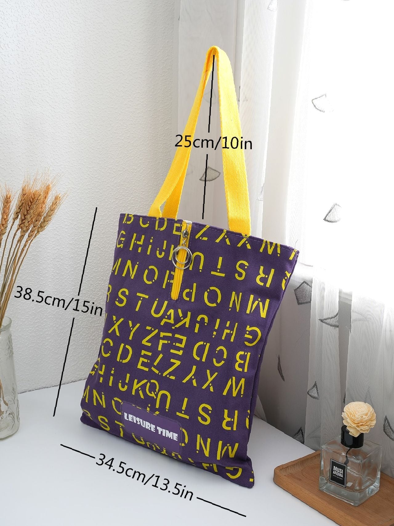Maxct - Letter Graphic O-ring Zipper Front Shoulder Tote Bag  - Women Tote Bags