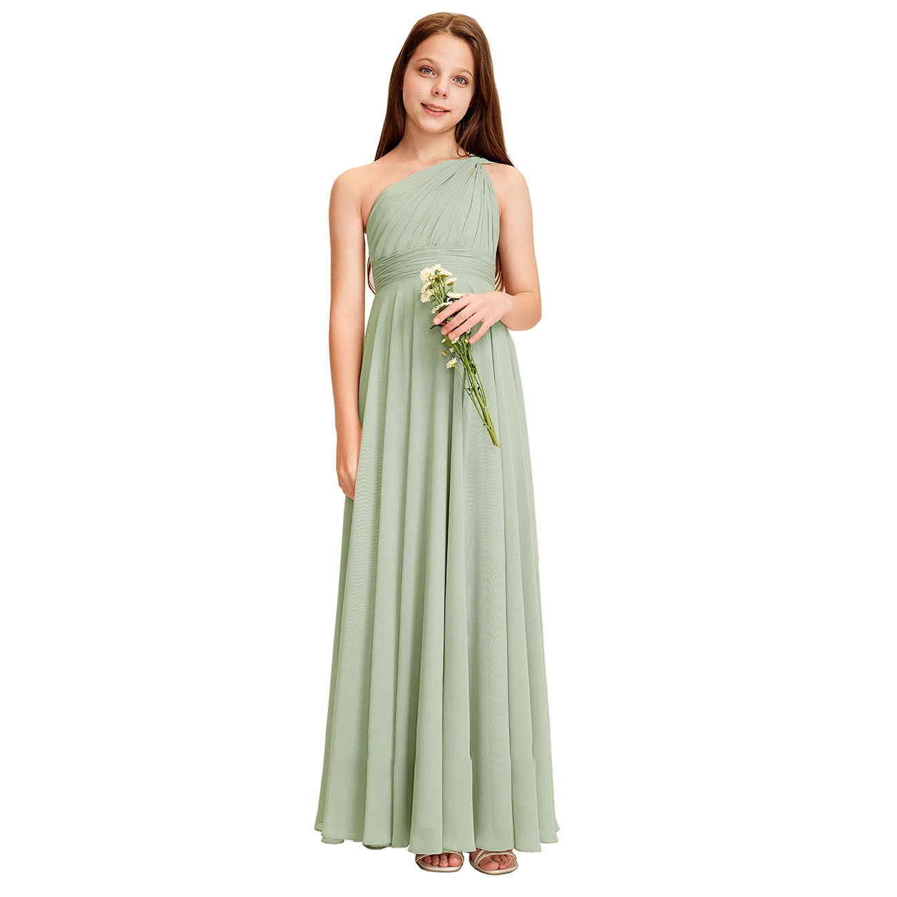 Maxct men costume ideas Simple One-Shoulder Chiffon Princess Dress Performance Ball Birthday Flower Girl Wedding Bridesmaid Dress