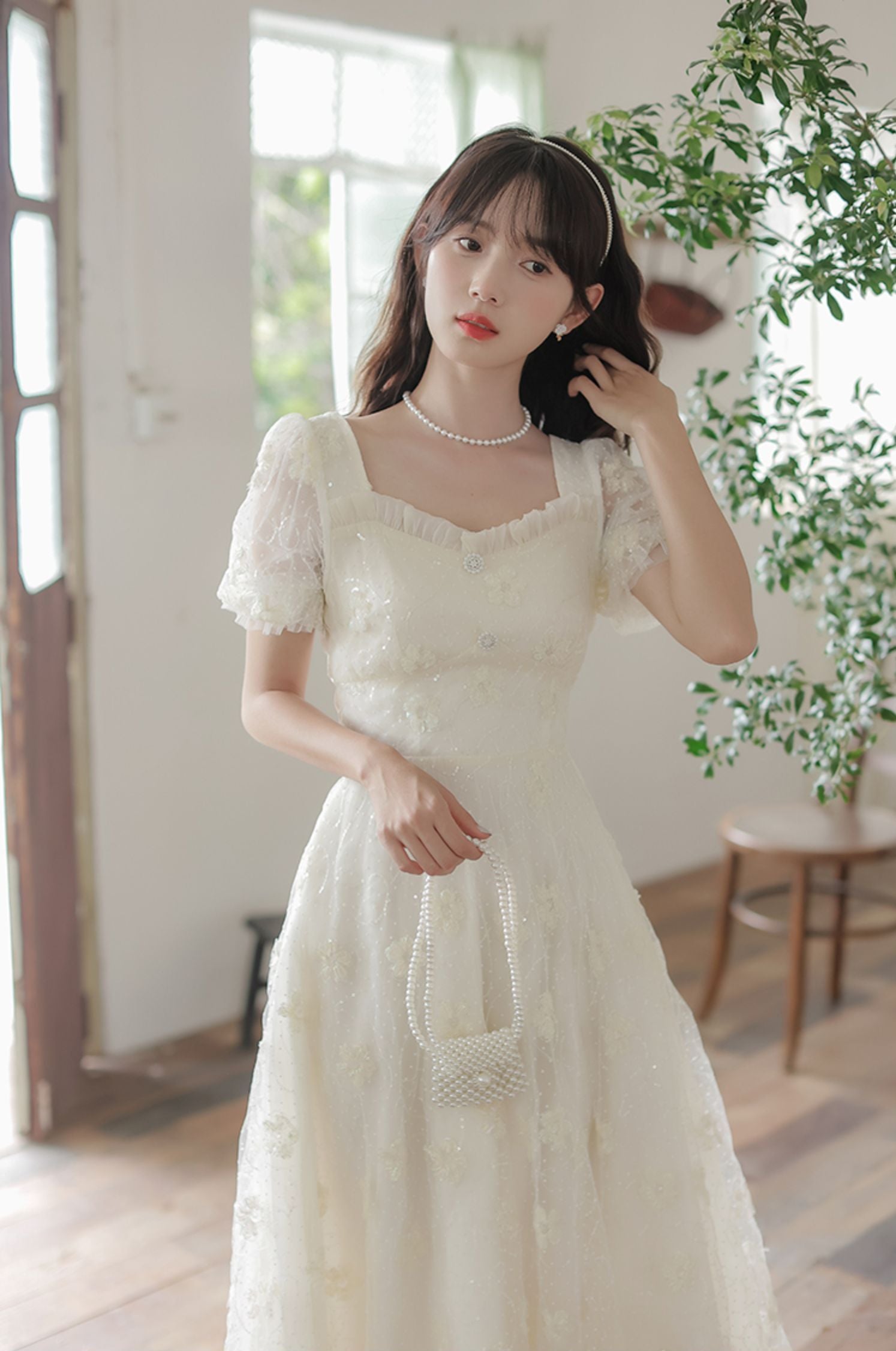 Delicate Flower Sequin Maxi Dress Maxct
