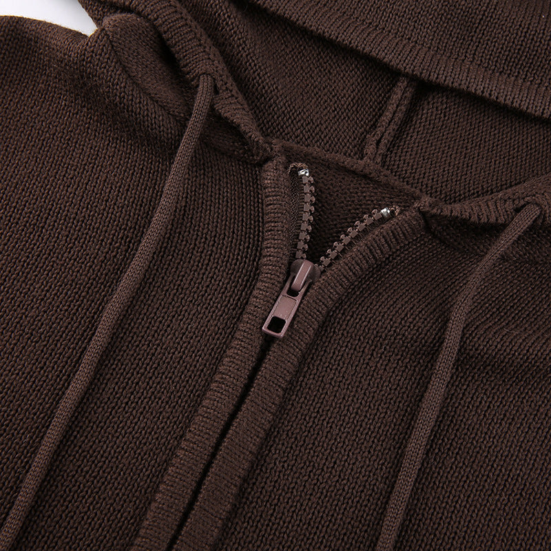 Maxct Slim Zipper Casual Hooded Sweater