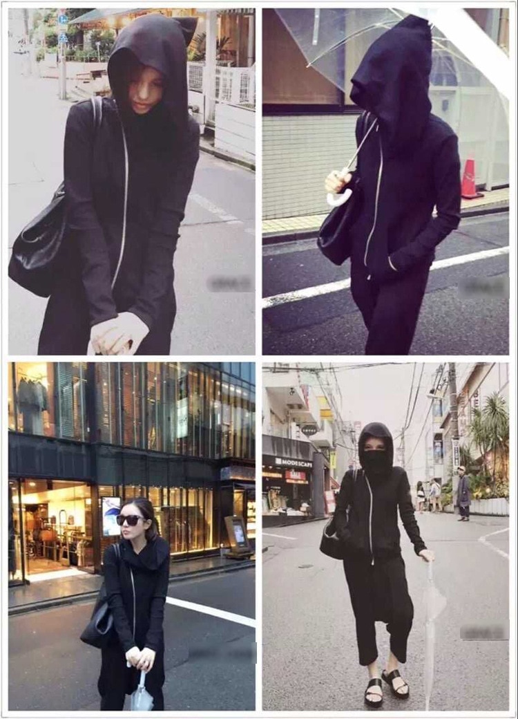 Men Women Full Zipper Harajuku Black Hoodie - true deals club