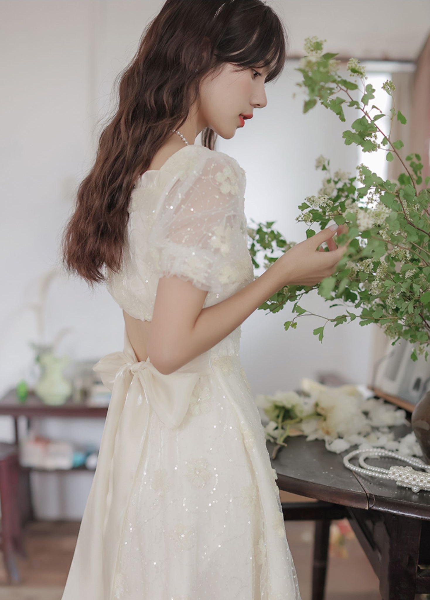 Delicate Flower Sequin Maxi Dress Maxct