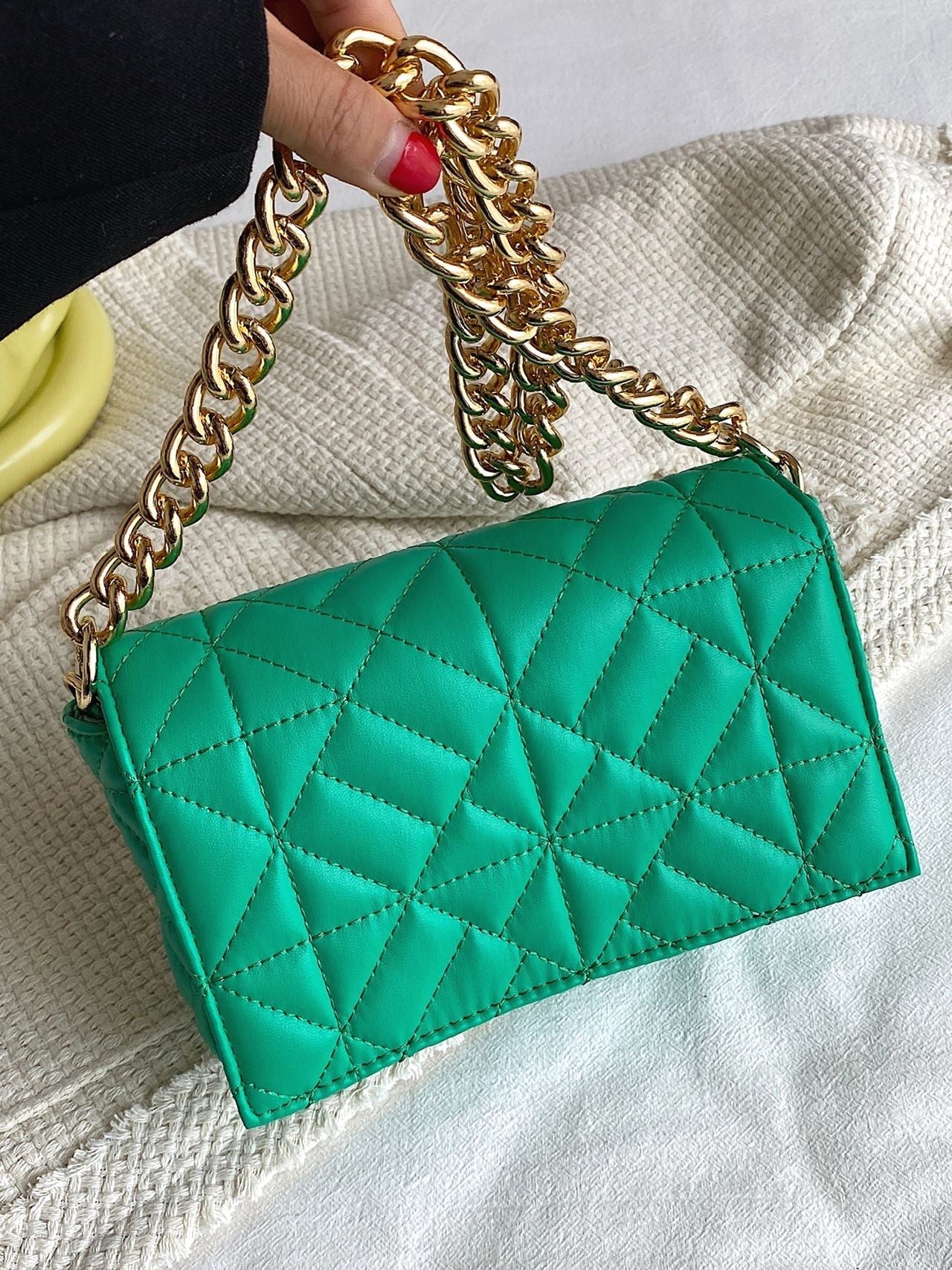 Bag For Love - Minimalist Quilted Flap Square Bag - Women Maxct Bags