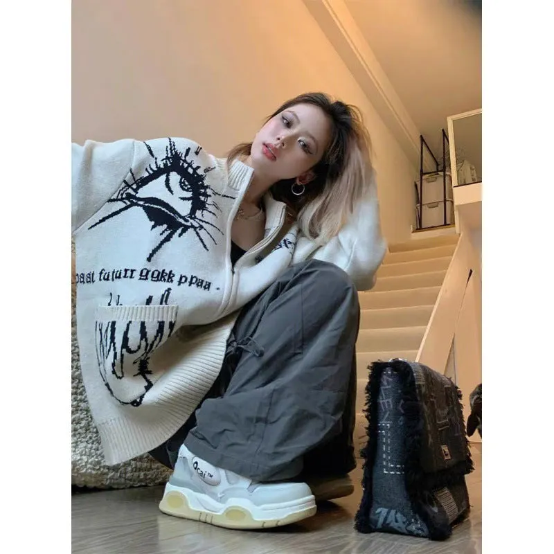 Maxct Different Print Big Pocket Knit Cardigan