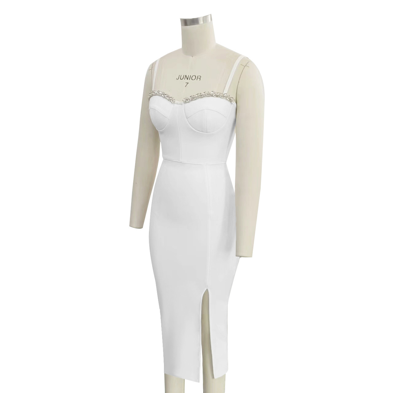 Women's Bandage Thai Strap Rhinestone Split Bandage Dress Sexy Banquet Dress