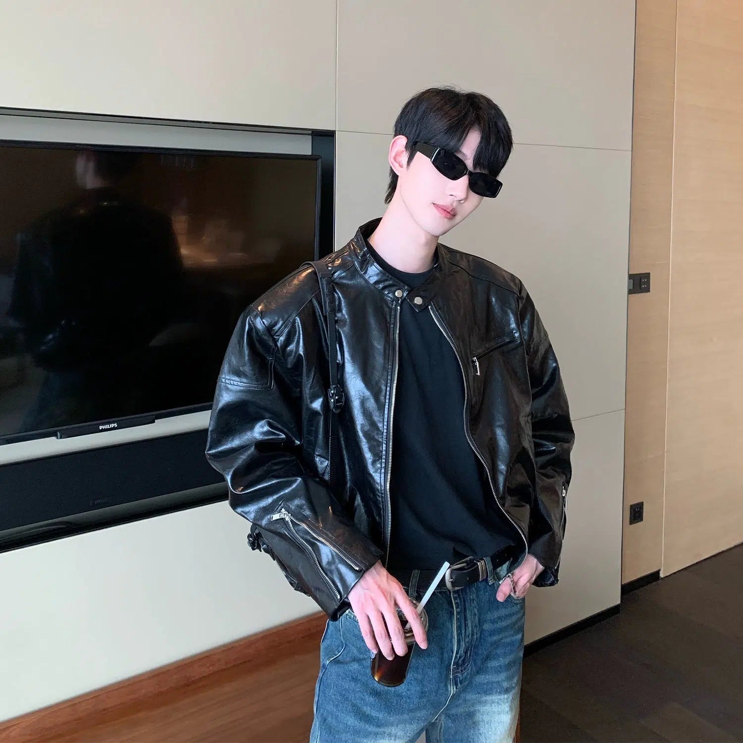 Maxct Shoulder Pad Leather Jacket