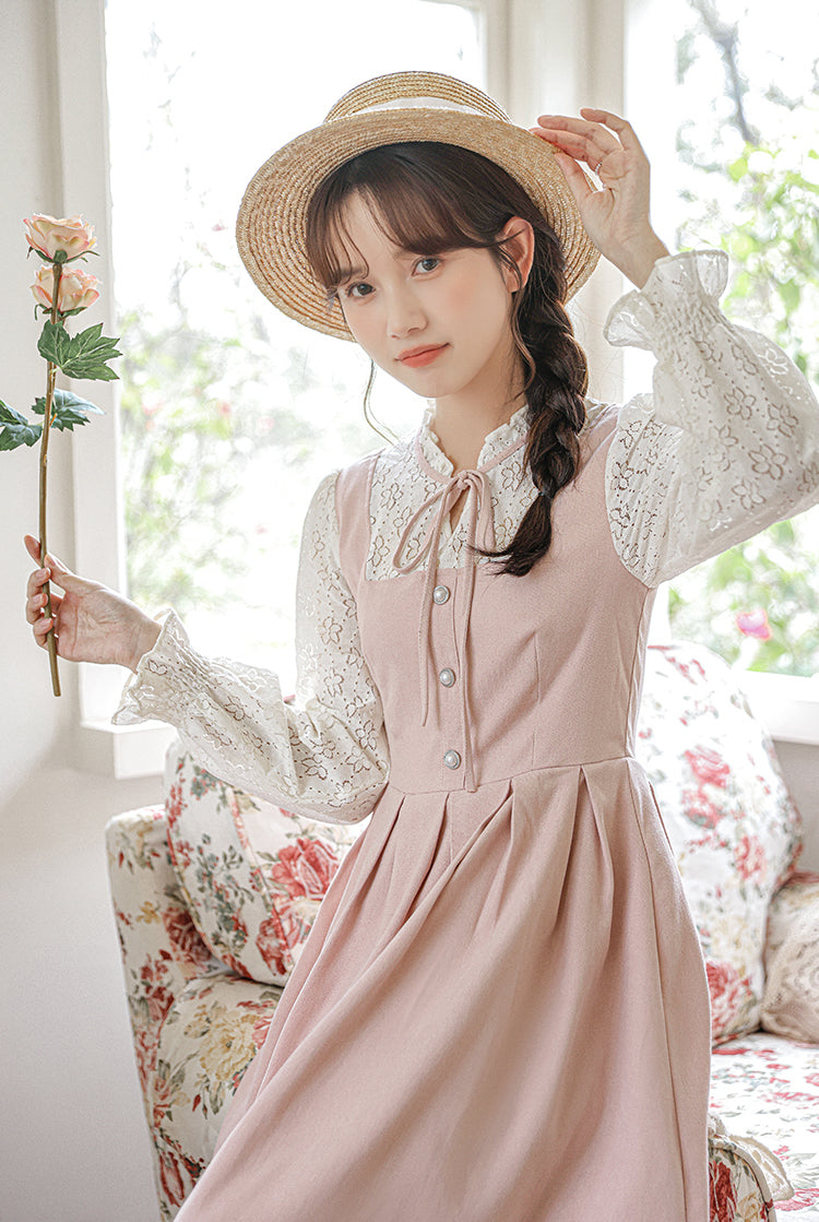 Floral Lace Twofer Midi Dress Maxct