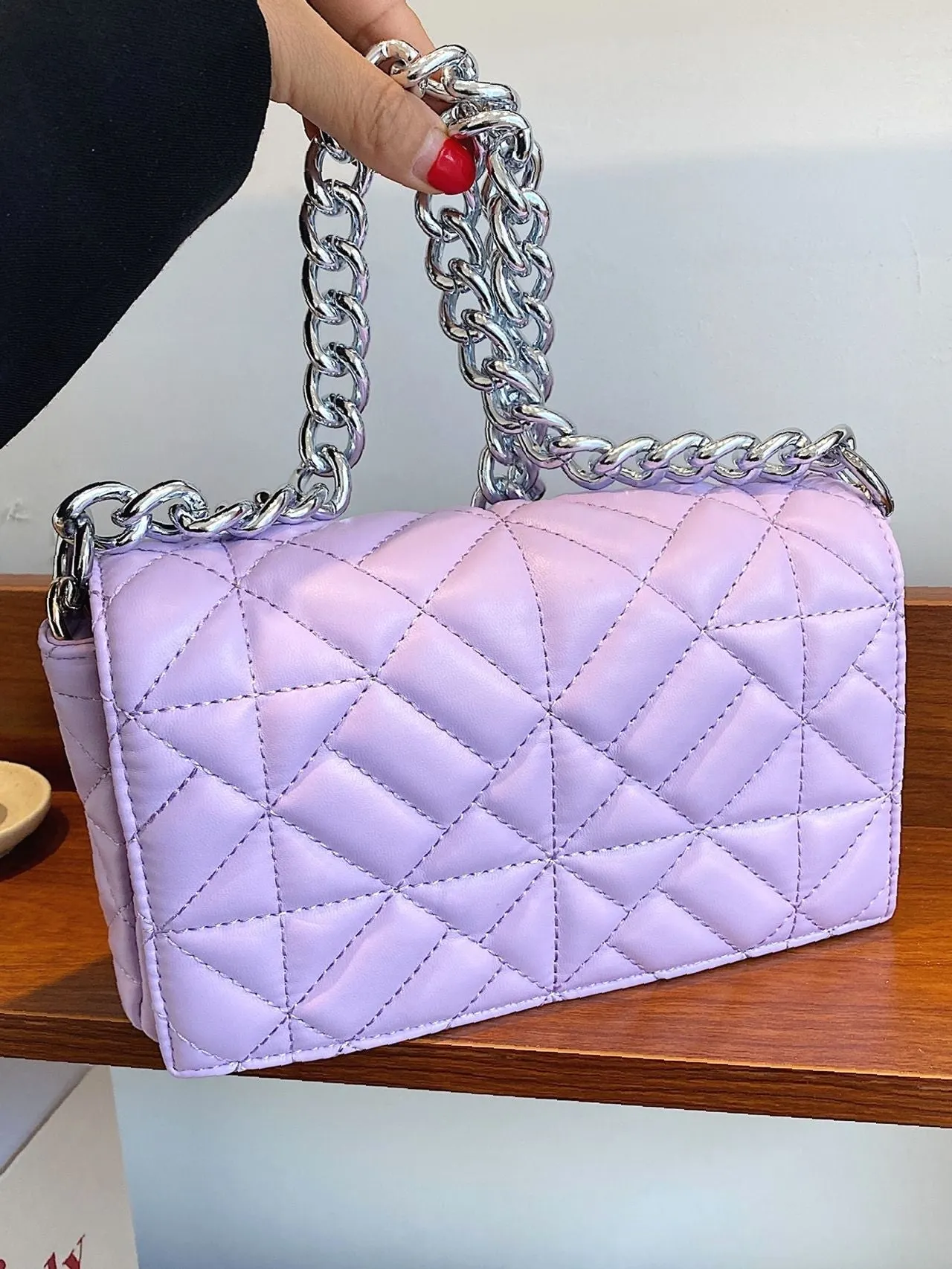 Bag For Love - Minimalist Quilted Flap Square Bag - Women Maxct Bags