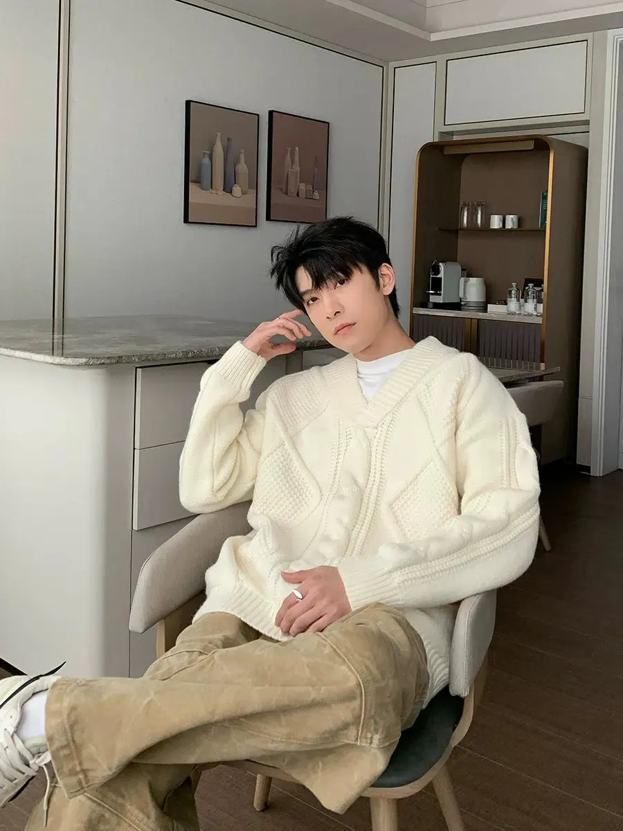 Maxct Loose-fit V-neck Bottoming Sweater