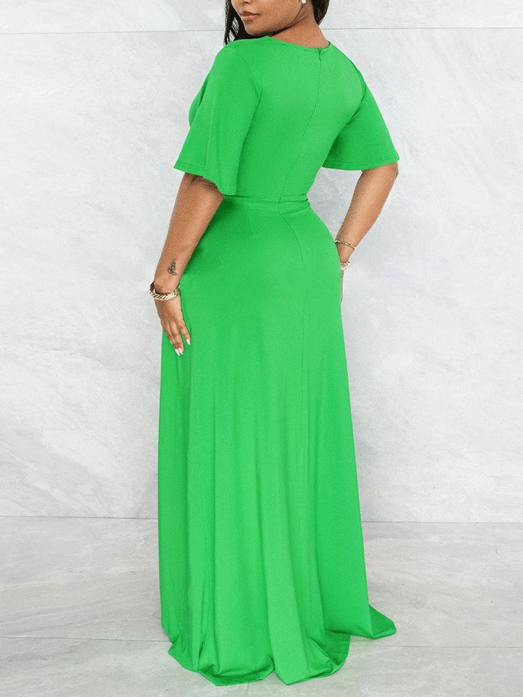 V Neck Ruffle Maxi Dress Maxct