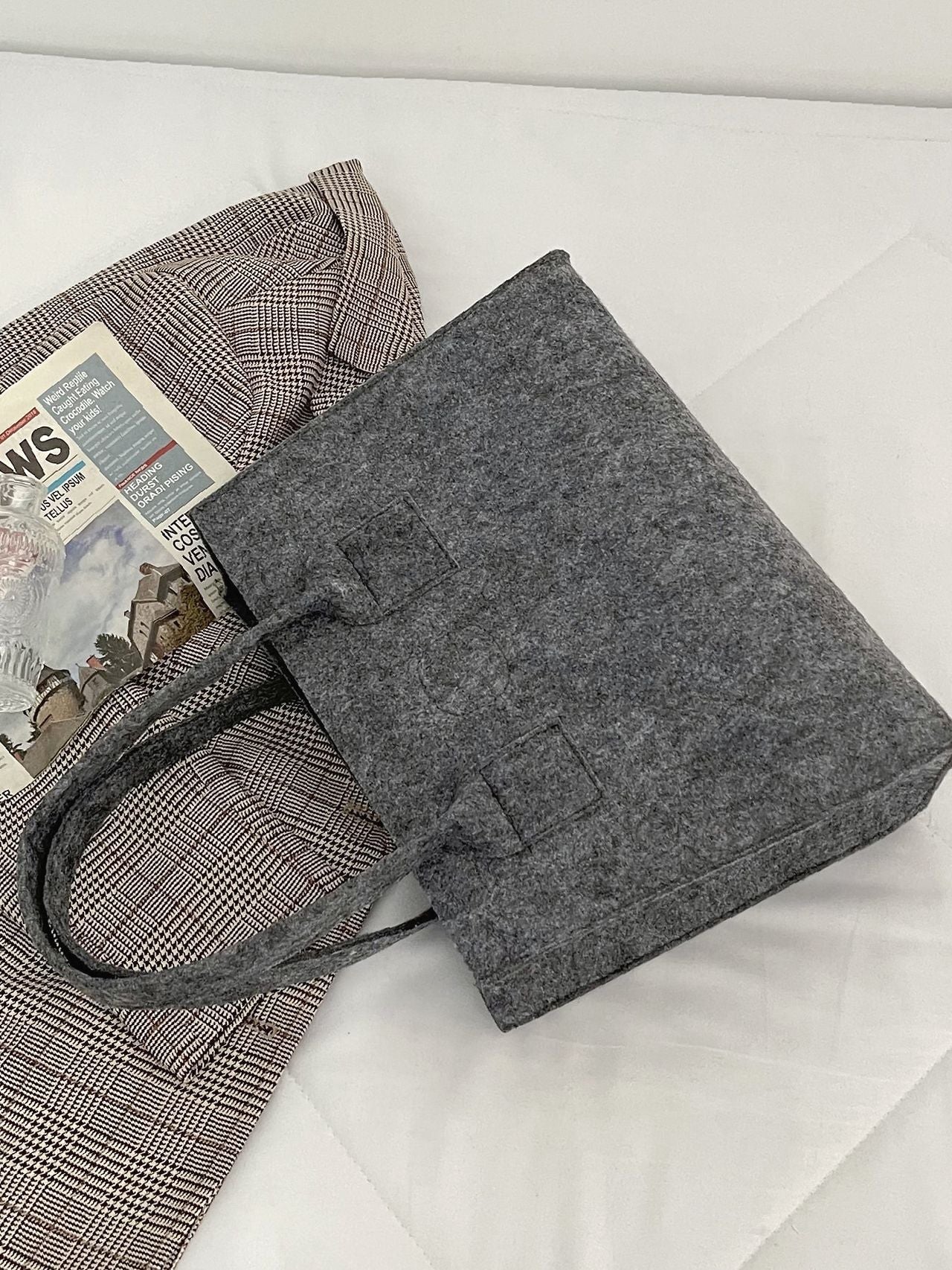 Maxct - Felt Vintage Design Top Handle Bag  - Women Tote Bags