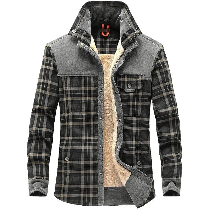 Maxct &Men's Warm Plaid Fleece-Lined Shacket