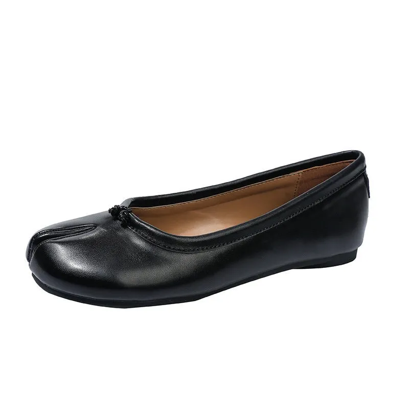 Women's Calf Casual Flats Split Toe Loafers Light Brown/Khaki/Silver/Beige/Black Maxct - Image 10