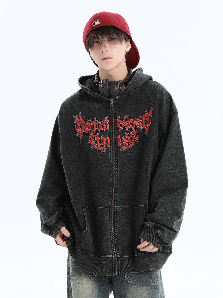 Maxct [Insstudios] Gothic Letter Logo Denim Jacket Na1631