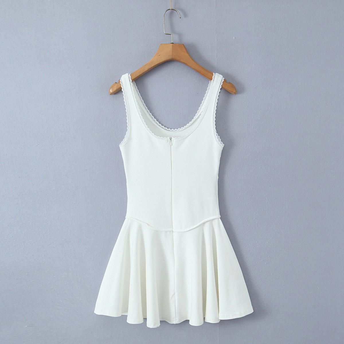 Maxct Spring Style Lace U-Collar Digital Printing Sports Style Slim Dress Short Skirt