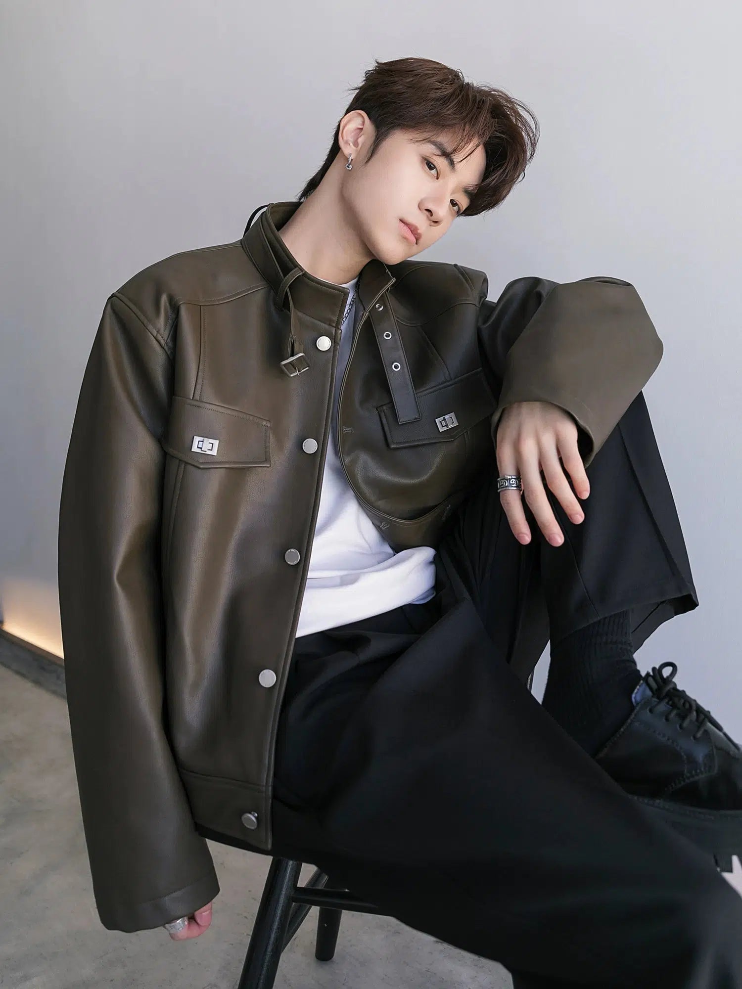Maxct Dark Brown Leather Motorcycle Jacket