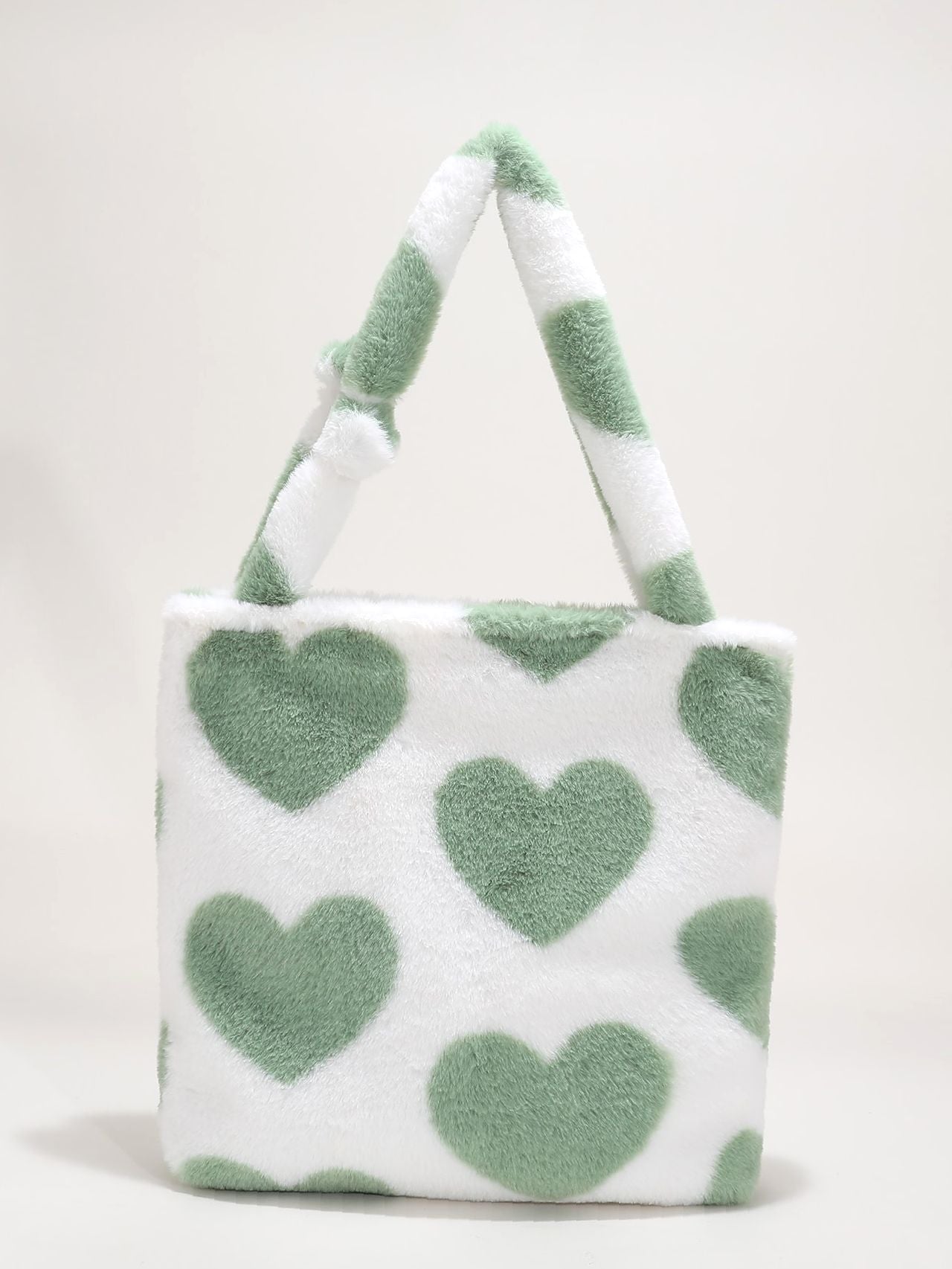 Maxct - Fluffy Heart Pattern Shoulder Tote Bag  - Women Tote Bags