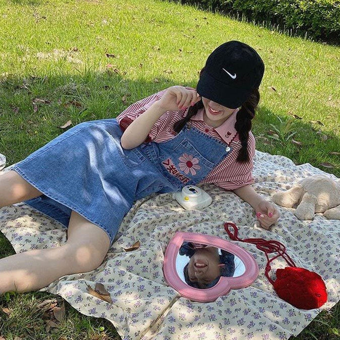 Sakura Embroidery Dungaree Shorts Maxct