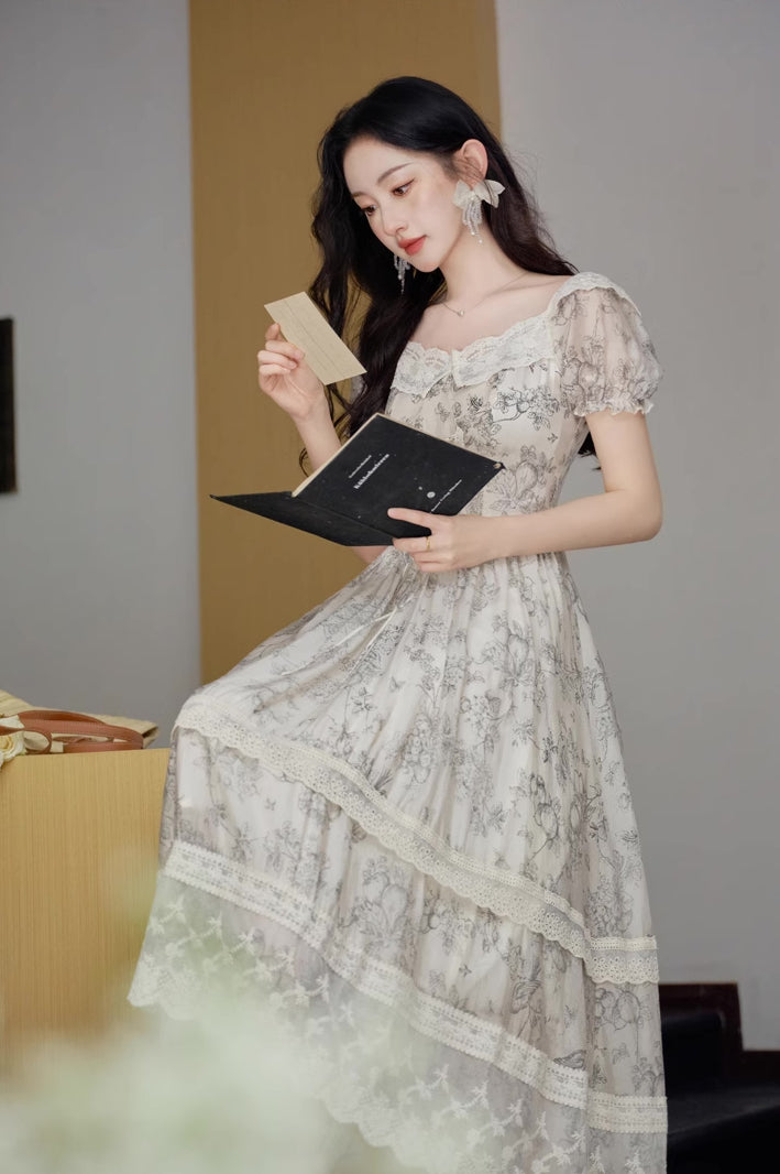 Porcelain Sketch Midi Dress Maxct