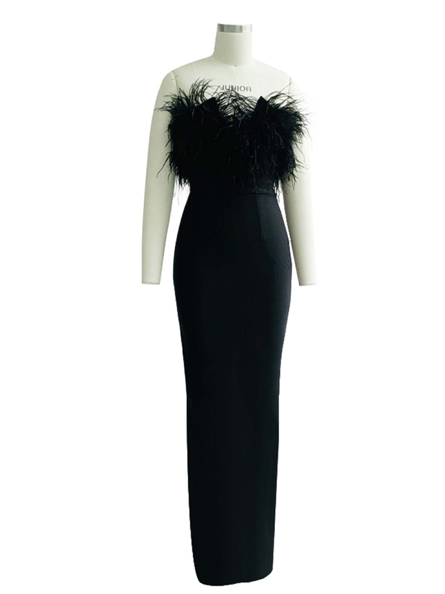 Maxct High-end Trendy Niche Designer Evening Dress Autumn And Winter Women's Clothing Trend Ostrich Hair Gowns Bandage Dress Women