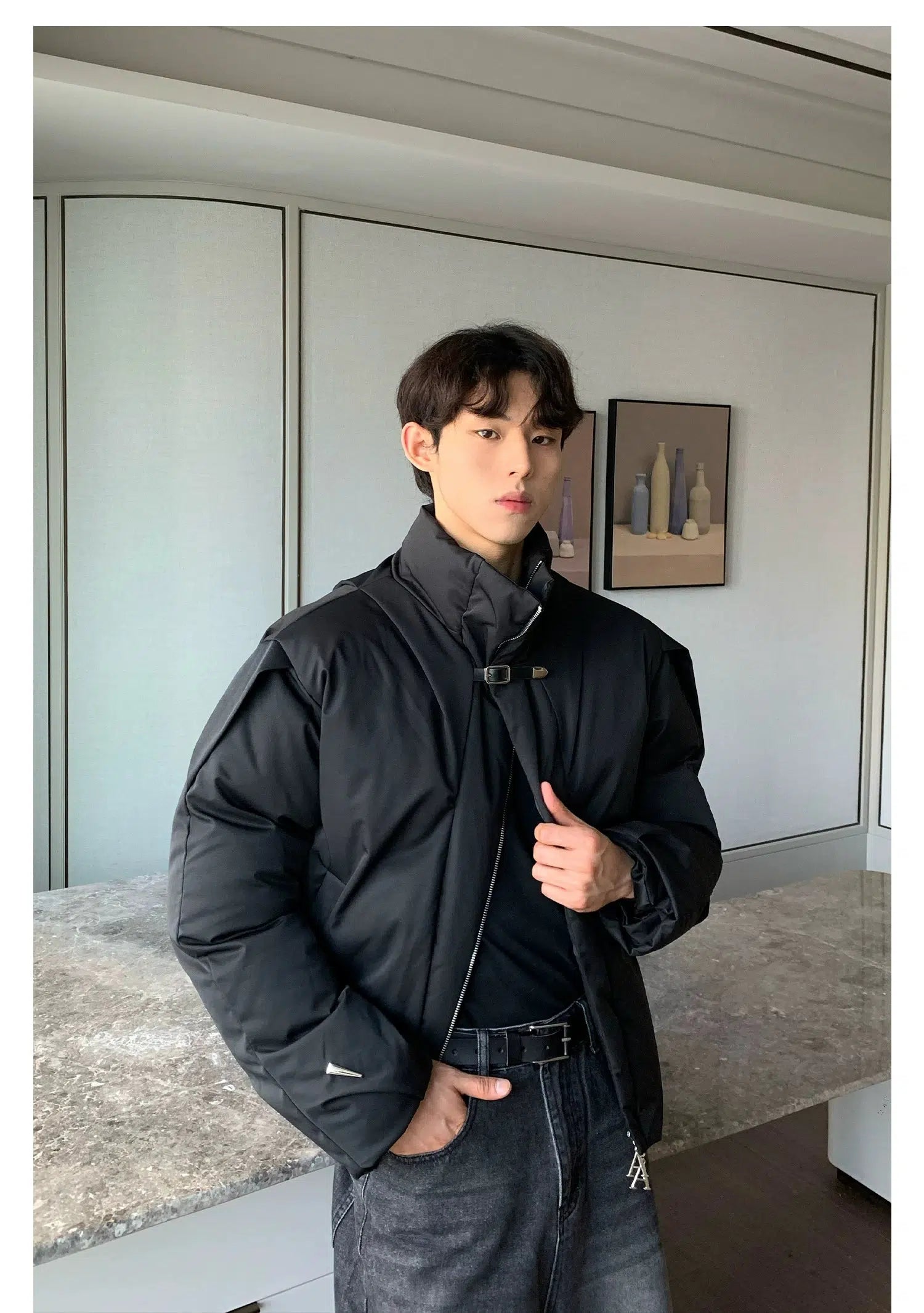 Maxct Stand Collar Coat with Belt Buckle