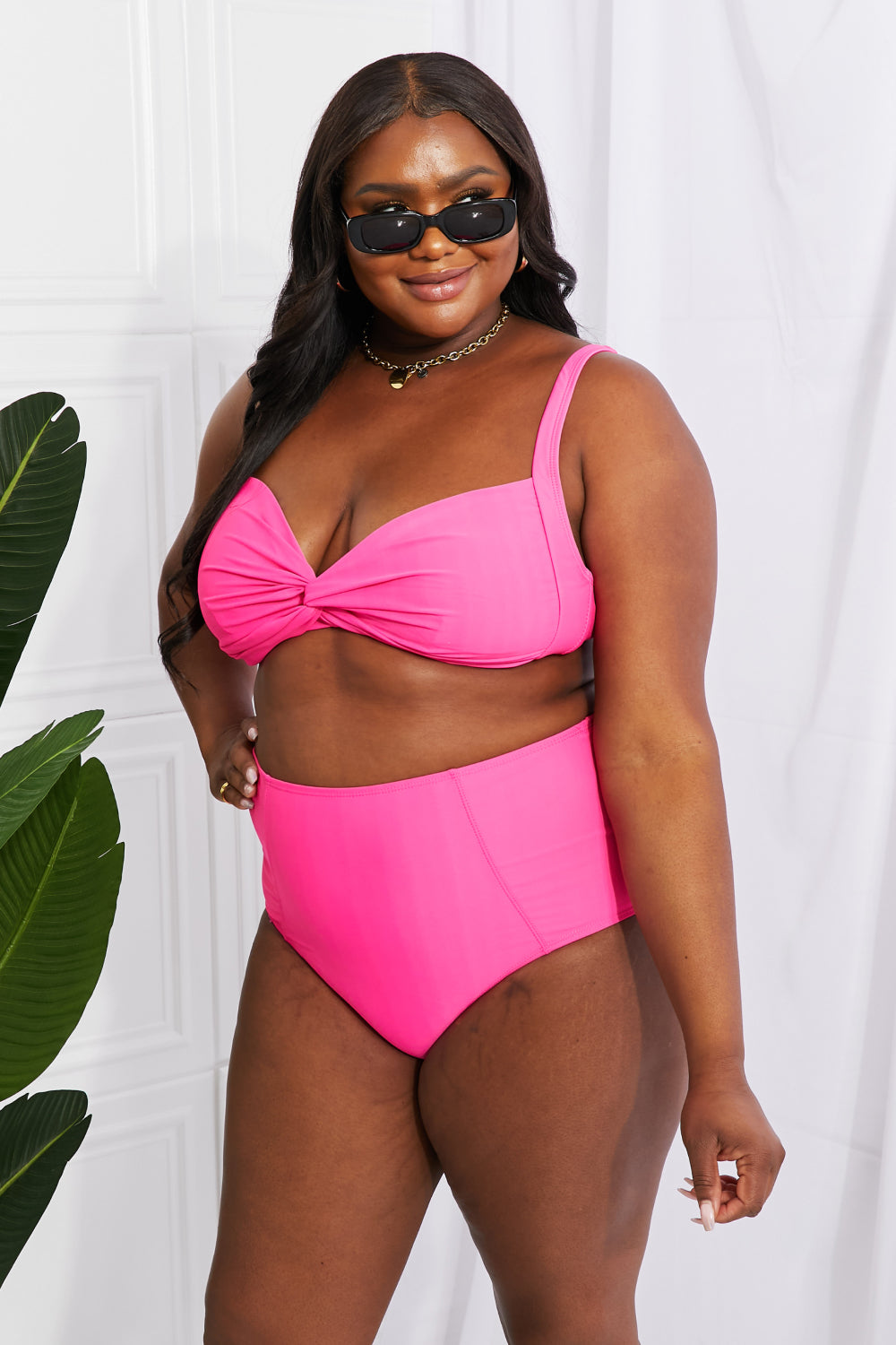 Maxct &Marina West Swim Take A Dip Twist High-Rise Bikini in Pink