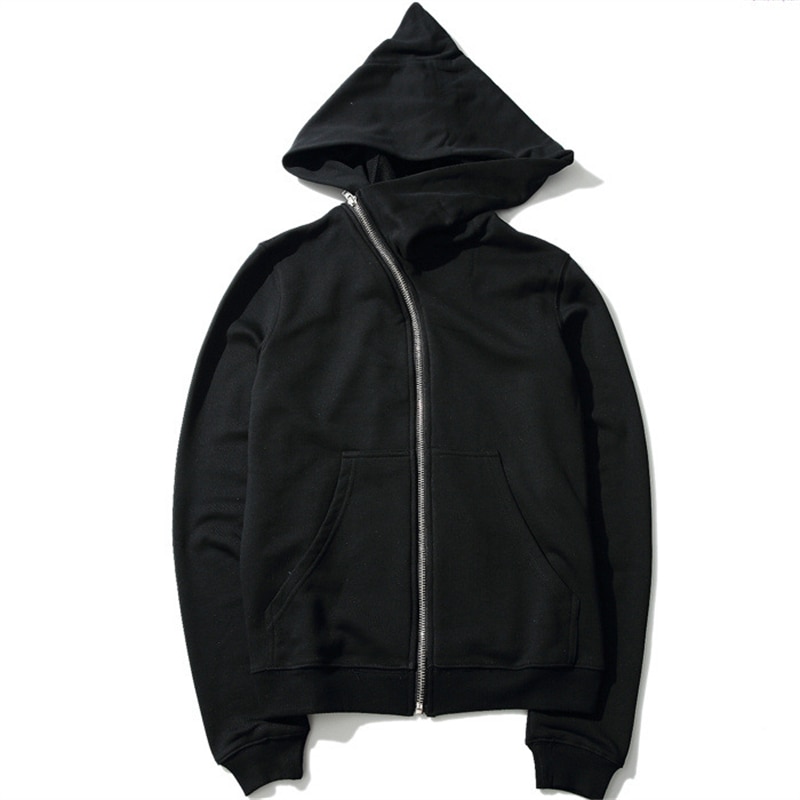 Men Women Full Zipper Harajuku Black Hoodie - true deals club